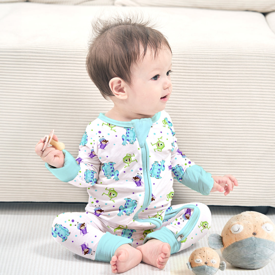 Monster Inc Convertible Zippered Romper in White