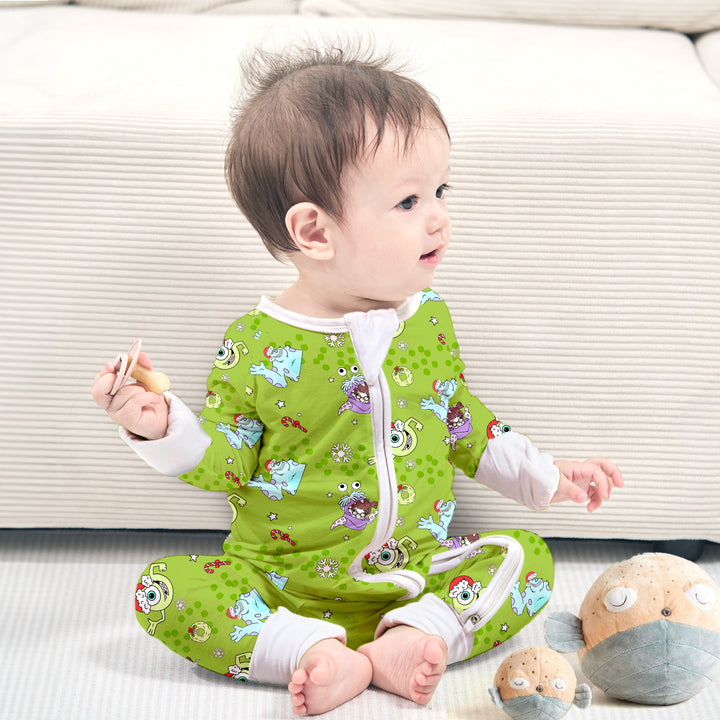 Monster Inc Convertible Zippered Romper in Green