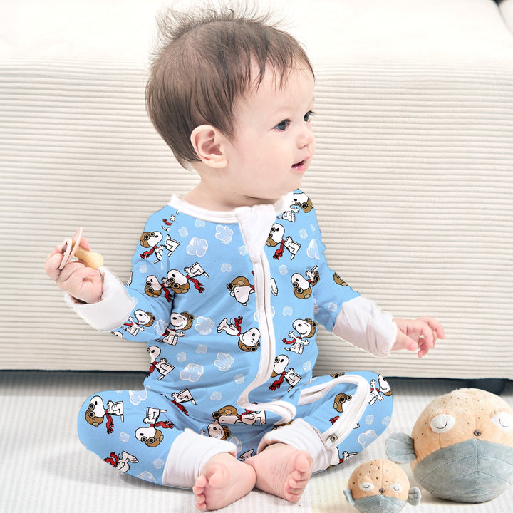 Baby Snoopy Convertible Zippered Romper in Blue