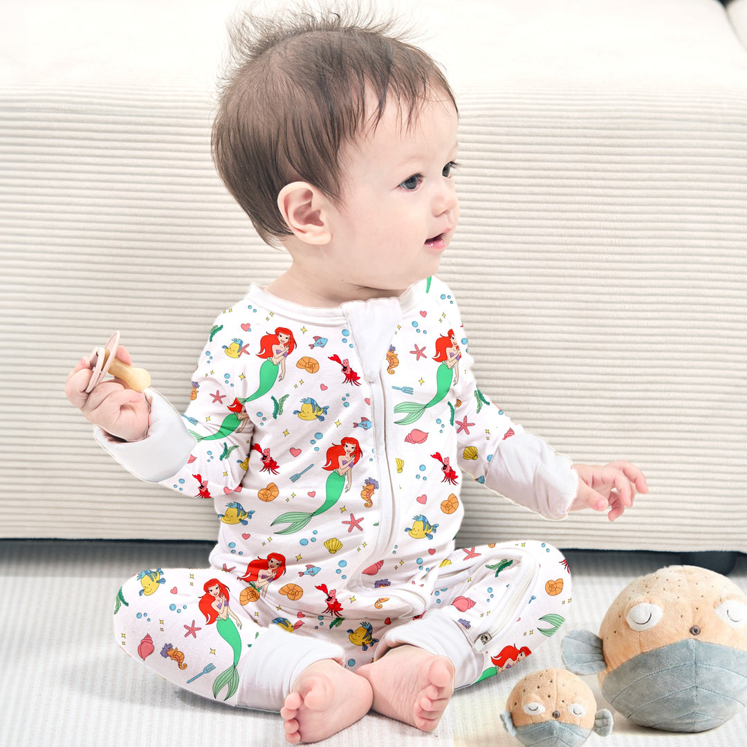 Little Mermaid Convertible Zippered Romper in White