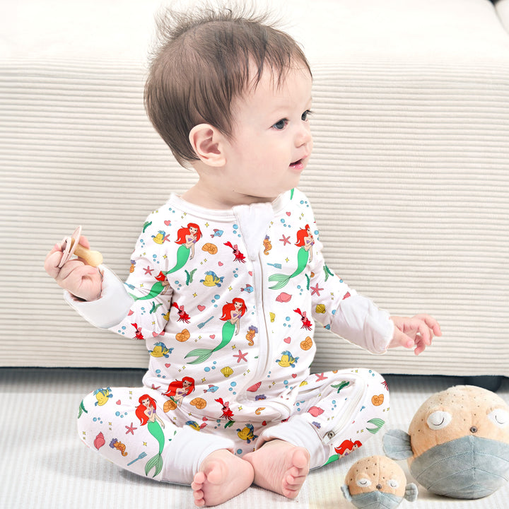 Little Mermaid Convertible Zippered Romper in White