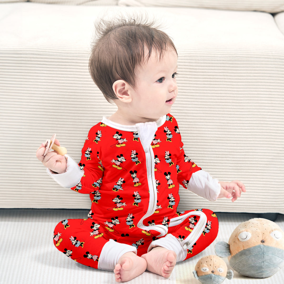 Disney Mickey Mouse Convertible Zippered Romper in Red
