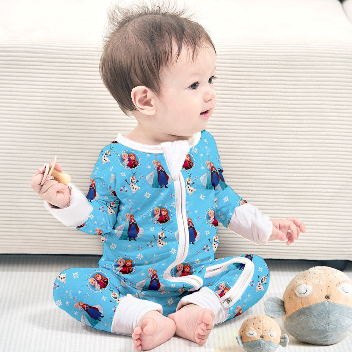 Disney Elsa&Anna Convertible Zippered Romper in Ocean Blue