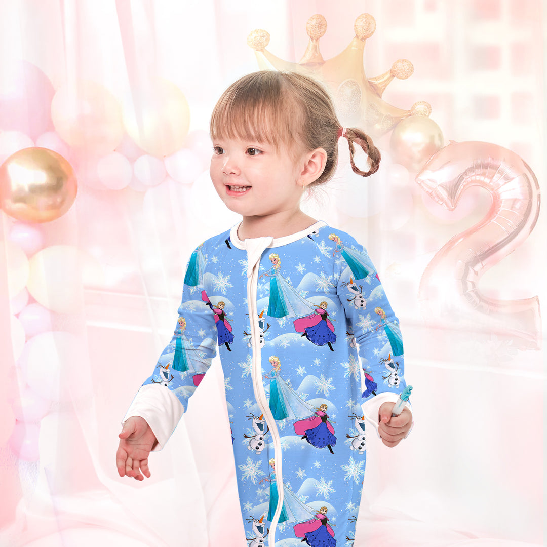 Disney Elsa&Anna Convertible Zippered Romper in Light Blue